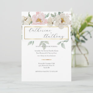 Modern Gold Floral Wedding  Invitation