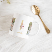 Modern Gold Flower Letter I | Two Photo Monogram 