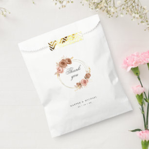 Modern gold flower wreath wedding thank you favour bag