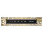 Modern Gold Flowers Black Circle Desk Nameplate