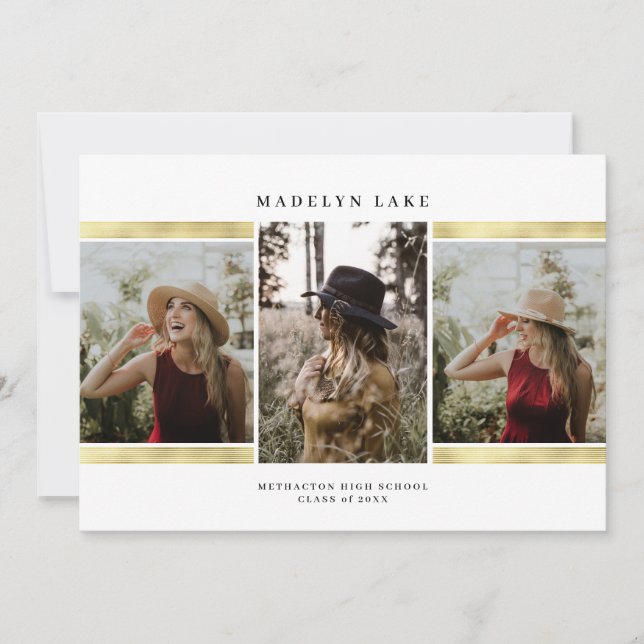 Modern Gold Foil 2023 Photo Graduation Announcement (Front)