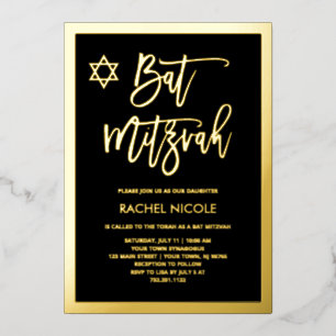 Modern Gold Foil and Black Bat Mitzvah