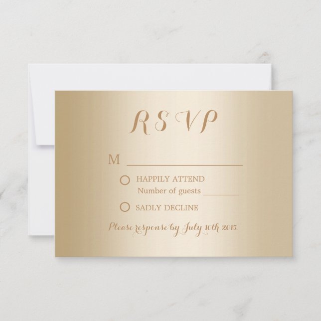 Modern Gold Foil Background Wedding RSVP Card (Front)