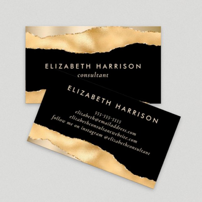 Modern Gold Foil Black Business Card (Creator Uploaded)