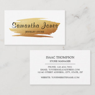 Modern Gold Foil Brushstroke, Jeweler Business Card