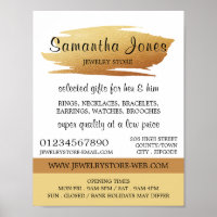 Modern Gold Foil Brushstroke, Jewelry Store