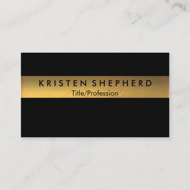 Modern Gold Foil Business Cards Black and Gold (Front)