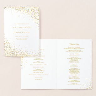 Modern Gold Foil Confetti Dots Wedding Programs Card
