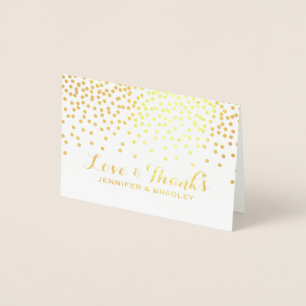 Modern Gold Foil Confetti Dots Wedding Thank You Card