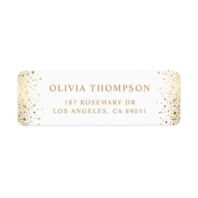 Modern Gold Foil Confetti Dots White Wedding (Front)