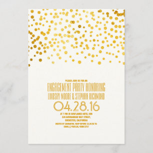 Modern Gold Foil Confetti Engagement Party Invitation