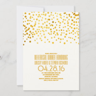 Modern Gold Foil Confetti Rehearsal Dinner Invitation