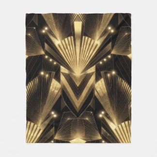 Modern Gold Foil Elegance Neo Art Deco  Fleece Blanket