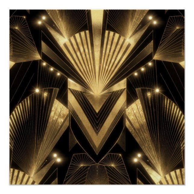 Modern Gold Foil Elegance Neo Art Deco  Poster (Front)