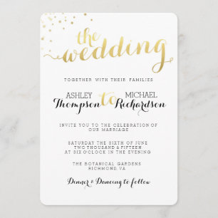Modern Gold Foil Glamour Wedding Invitation