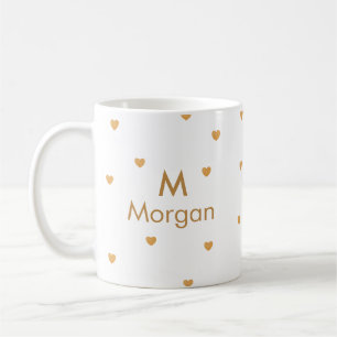 Modern Gold Foil Hearts Personalized Coffee Mug