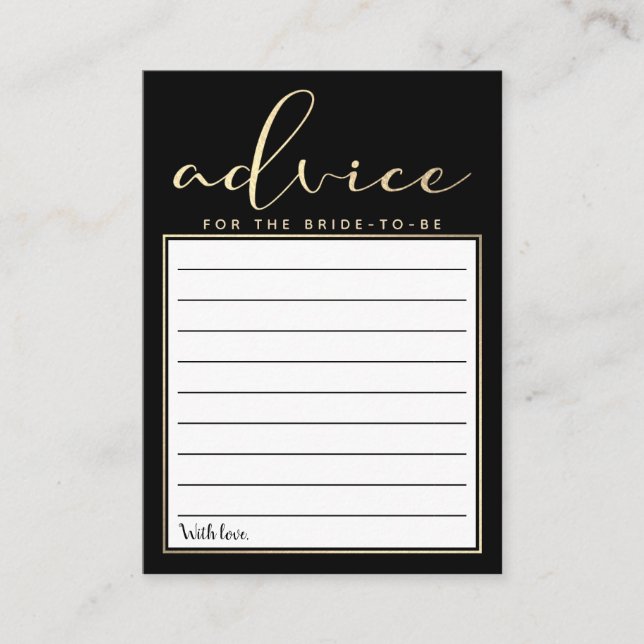 Modern Gold Foil Script Advice Cards (Front)