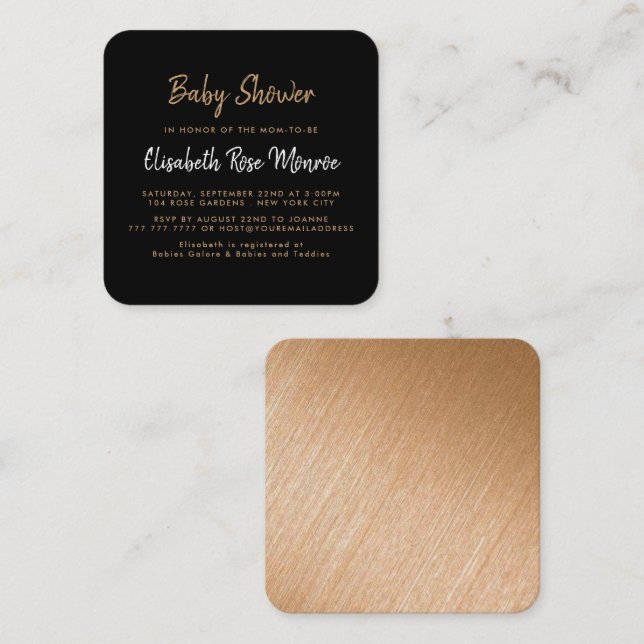 Modern Gold Foil & Script Baby Shower Ticket (Front/Back)