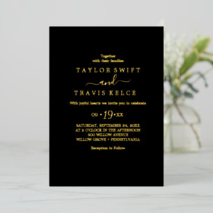 Modern Gold Foil Script   Black Casual Wedding 