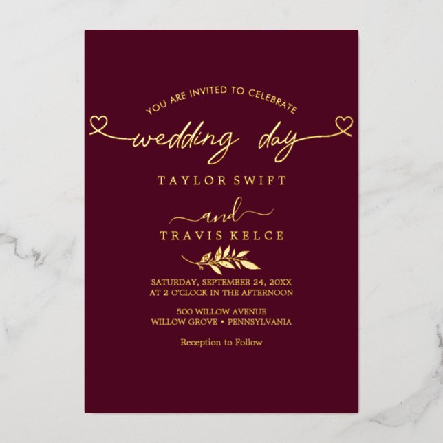 Modern Gold Foil Script Black Photo Wedding  (Front)