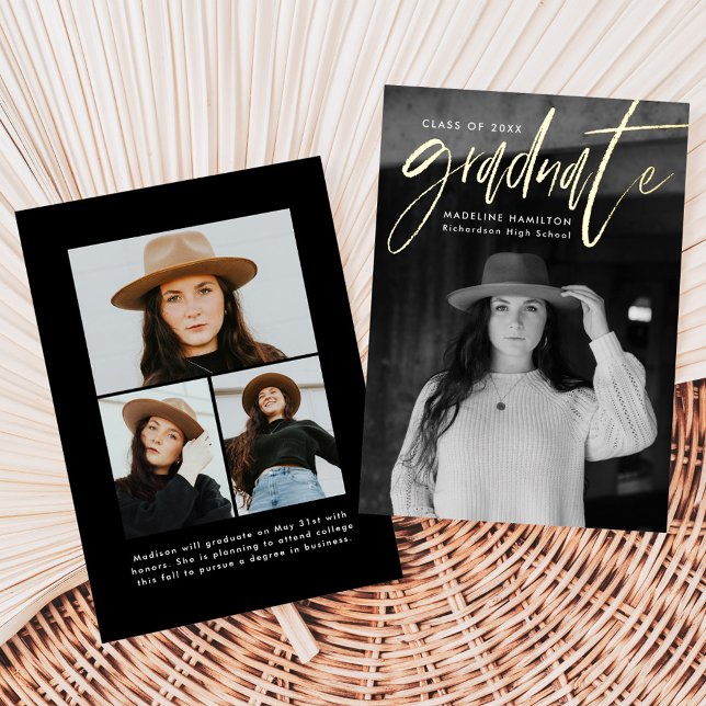 Modern Gold Foil Script Graduation Announcement (Creator Uploaded)