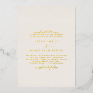 Modern Gold Foil Script   Ivory Formal Wedding