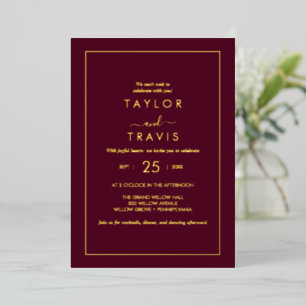 Modern Gold Foil Script   Navy Casual Wedding