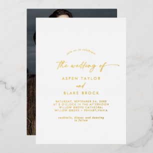 Modern Gold Foil Script Photo Wedding