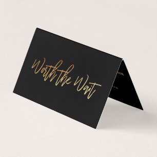 Modern Gold Foil Script Photo Worth The Wait Card