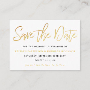 Modern Gold Foil Script Save The Date Enclosure Card