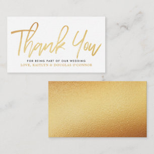 Modern Gold Foil Script Wedding Thank You Enclosure Card