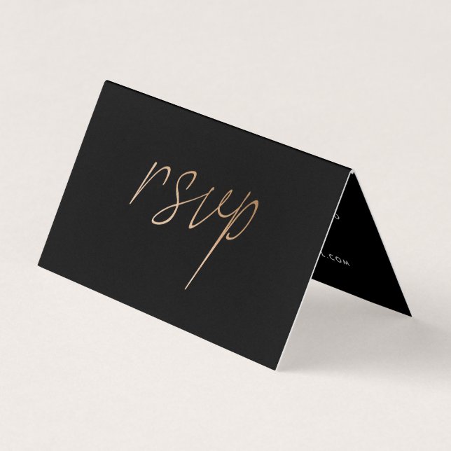 Modern Gold Foil Script with Photo RSVP Card (Front)