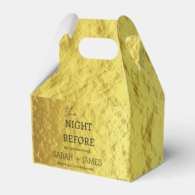 Modern Gold Foil The Night Before Wedding  Favor Box (Front Side)