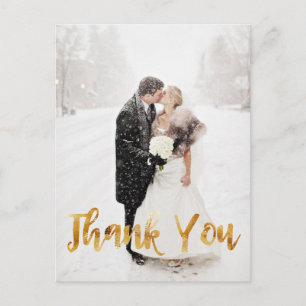 Modern, Gold Foil Typography, Thank You Postcard