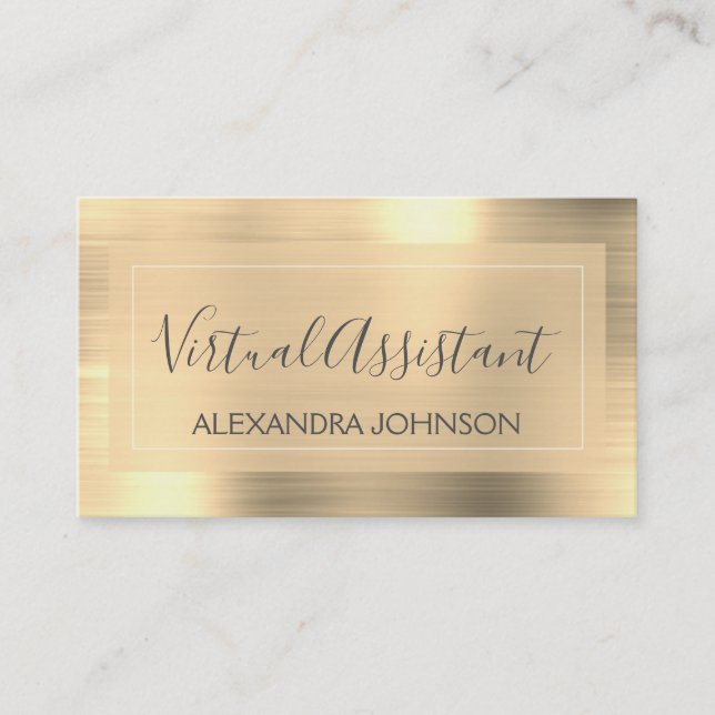 Modern Gold Foil Virtual Assistant Business Card (Front)