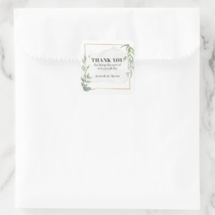 Modern Gold & Foliage Frame Square Sticker