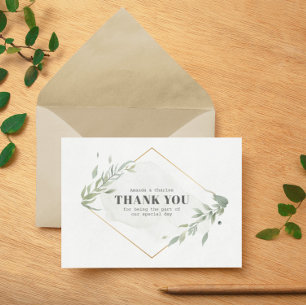 Modern Gold & Foliage Frame Thank You Card