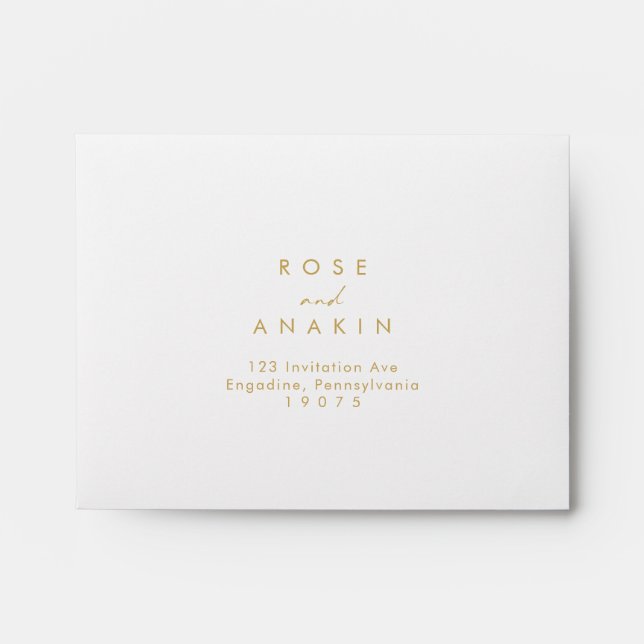 Modern Gold Font Self Addressed RSVP Envelope (Front)
