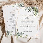 Modern Gold Frame Greenery Invitation w/ Details<br><div class="desc">This elegant collection features mixed watercolor greenery leaves paired with a classy serif & delicate sans font in black,  with space to add details on the back. Matching items available.</div>