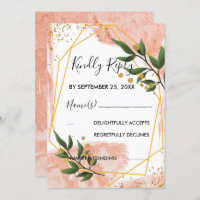 Modern Gold Frame Ivory Green Floral RSVP
