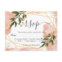Modern Gold Frame Ivory Green Floral RSVP