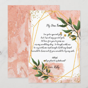Modern Gold Frame Ivory     will be my bridesmaid Invitation