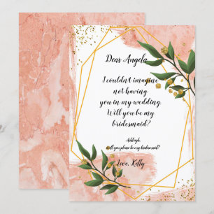 Modern Gold Frame Ivory     will be my bridesmaid Invitation