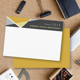 Modern Gold Geometric Block Criss Cross Graduation Thank You Card