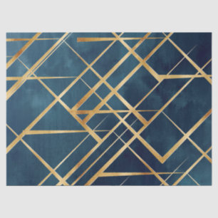 Modern Gold Geometric Blue Design Tissue Paper