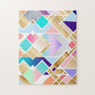 Modern Gold Geometric Colourful Design  Jigsaw Puzzle
