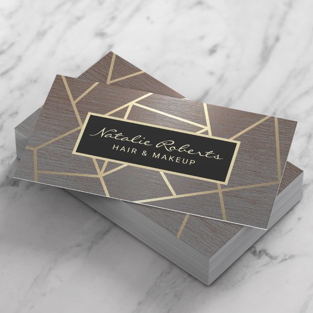 Modern Gold Geometric Copper Beauty Salon Spa Business Card (Creator Uploaded)