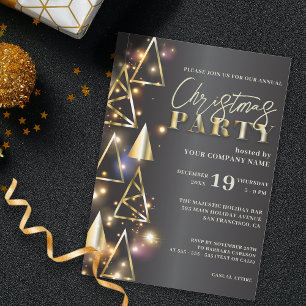 Modern Gold Geometric Corporate Christmas Party Invitation