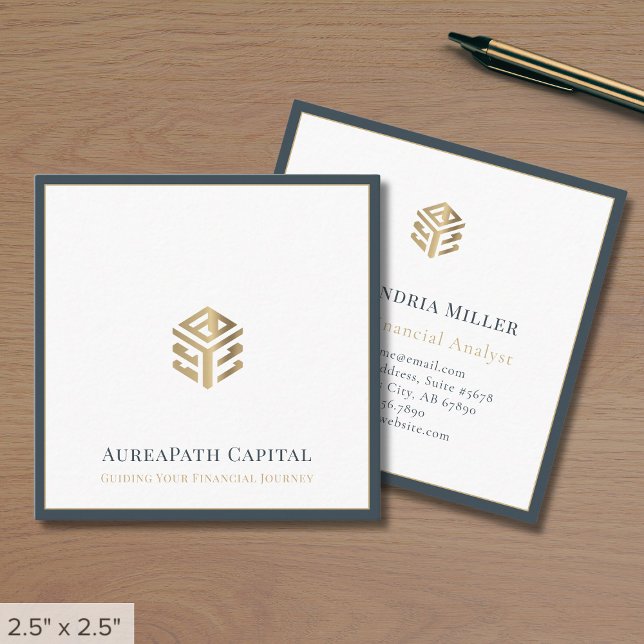 Modern Gold Geometric Logo Square Business Card (Creator Uploaded)