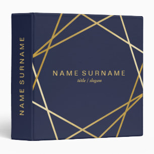 Modern Gold Geometric Midnight Blue 1.5inch Binder